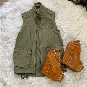 Green Army Style Lucky Brand Vest - Small